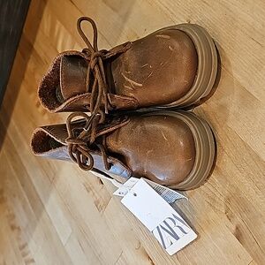 NWT Zara Leather Toddler Boots
